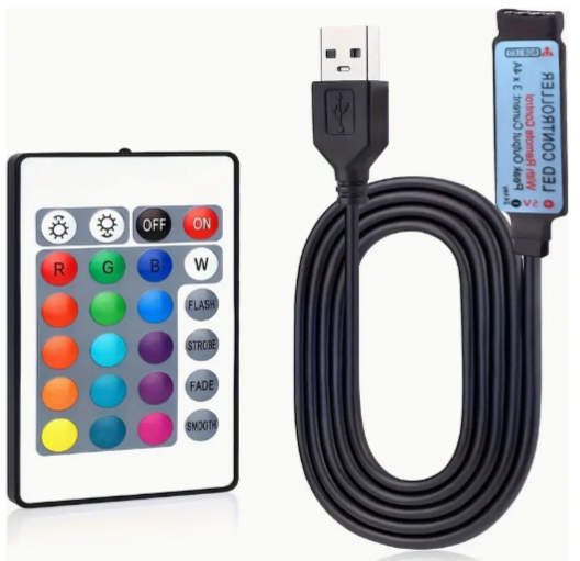 9D4 USB LED Controller - Remote Control for SMD 5050 2835 3528 4-pin RGB LED Light Strips