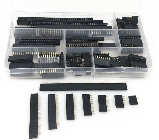 120Pcs 2.54mm Straight Single Row PCB Board Female Pin Header Assortment Kit