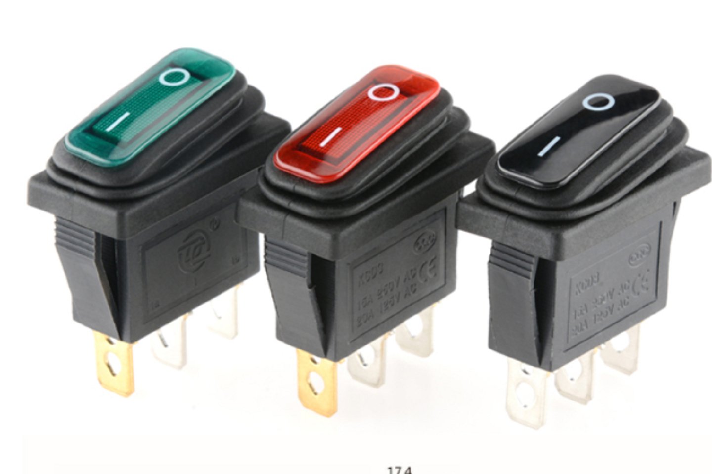 5E1 KCD3 waterproof rocker switch with light 3Pin 2Positon