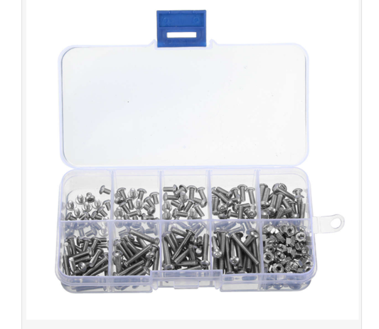 3D4   340pcs M3 Stainless Hex Socket Button Head Screws Allen bolt Nut Assortment Kit